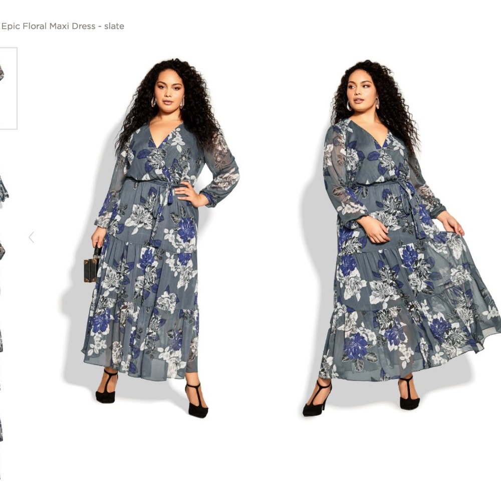 CITY CHIC Epic Floral Maxi Dress Slate 16 NWT
